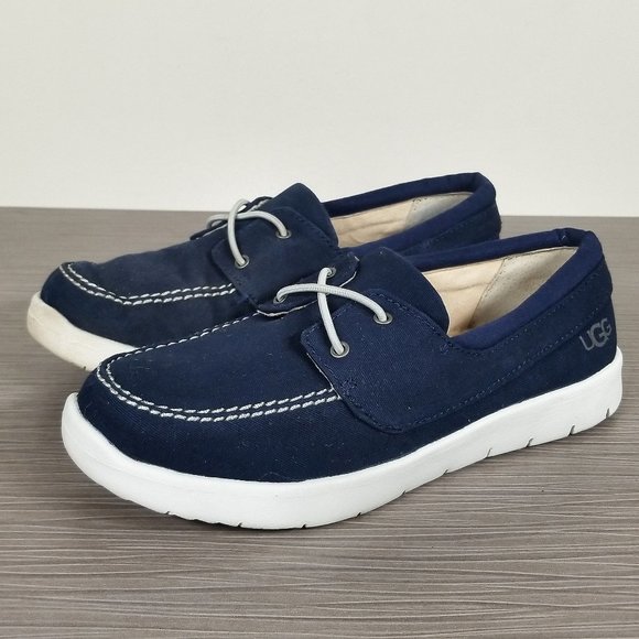 UGG Kids Boy's Anchor Slip on Boat Shoes, Navy Canvas, Little Kid Size 3 US / 33 - Picture 1 of 12